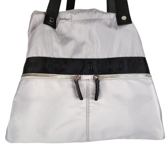Steve Madden Bstripe Purse Gray Nylon Shoulder Tote Y2K Spellout - Picture 2 of 12